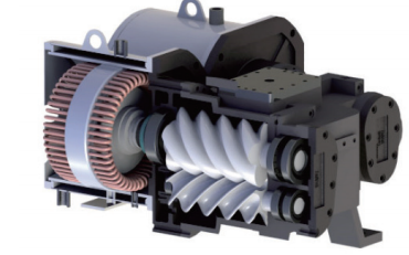 Two-stage liquid-cooled screw compressor permanent magnet drive
