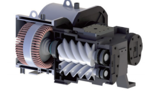 Two-stage liquid-cooled screw compressor permanent magnet drive